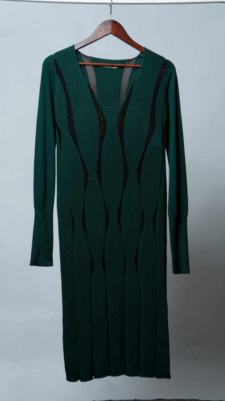 Oblique Italian Green Knit Sweater Dress Women's 4